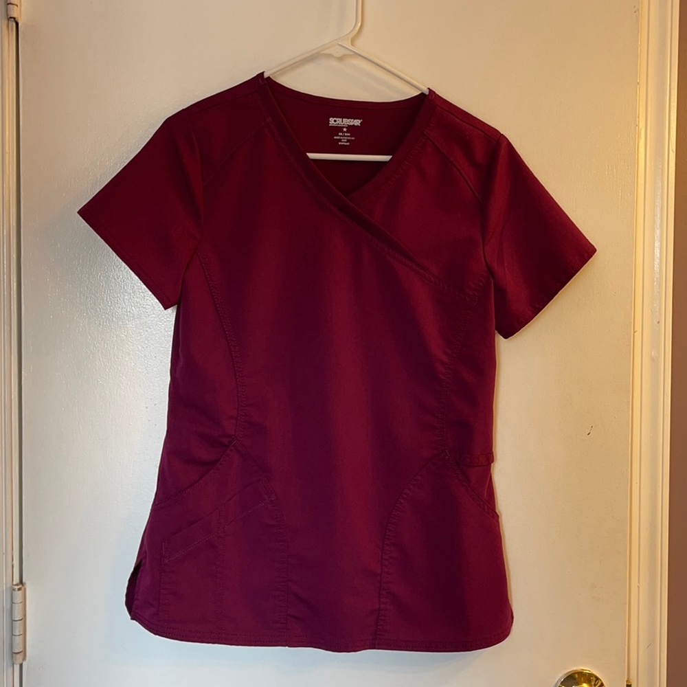 Wine colored xs scrub top